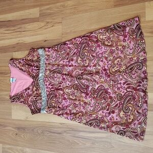 Pink and Paisley Ladies Sequined Dress,  Ladies Size Large,  Pink Ladies Dress